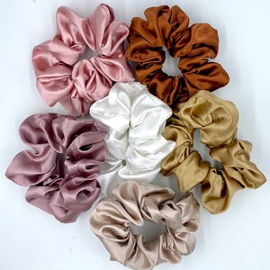 Rosey Earth Tone Silk Scrunchie