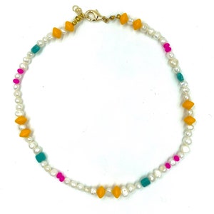 Bright Confetti Mix Freshwater Pearl Choker/ Necklace