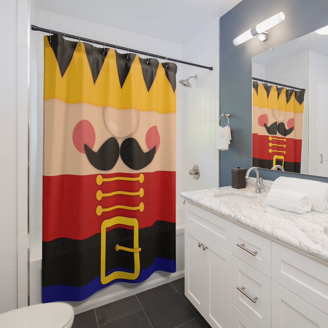 Nutcracker Shower Curtainschristmas Bathroom Decorsanta Etsy