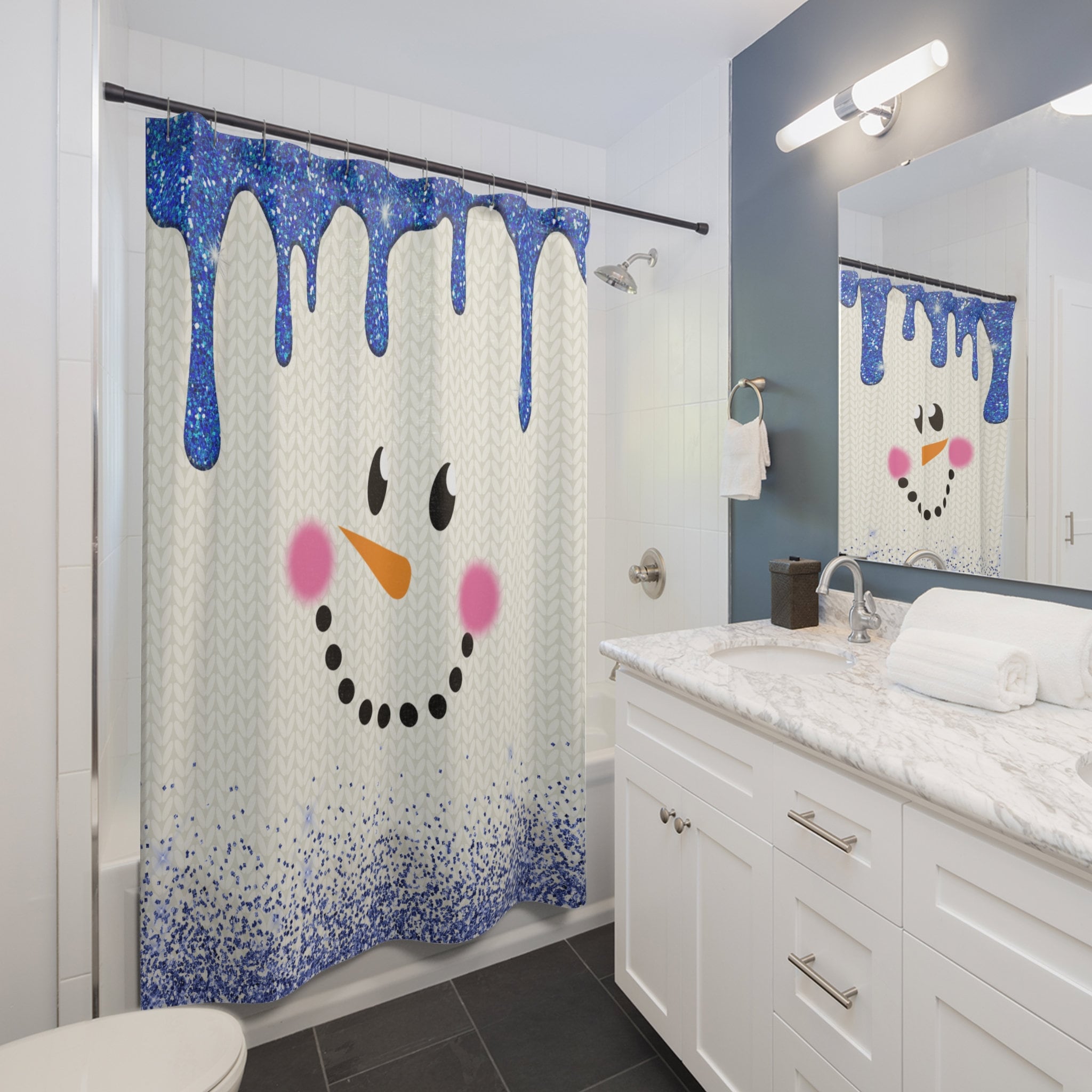 Snowman Face Shower Curtains-christmas Bathroom Curtain-snowman Bathroom  Decor-christmas Shower Curtain-winter Themed Bathroom Decoration - Etsy, image size:2048x2048