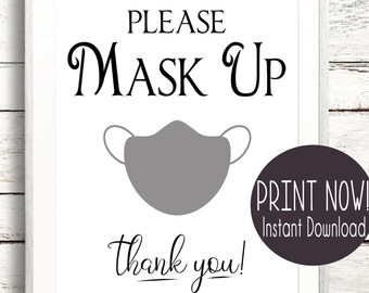 Wear a Mask Sign Instant PDF Download Restaurant Business Salon Social Distance Poster Door Front Desk Hotel Cafe Elegant Customer Notice