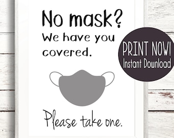 Take a Mask Sign Instant PDF Download Restaurant Business Salon Social Distance Poster Front Desk Hotel Cafe Elegant Customer Notice