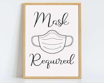 Mask Required Sign Instant PDF Download Restaurant Business Salon Social Distance Poster Door Front Desk Hotel Cafe Elegant Customer Notice
