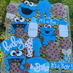 Inspire cookie monster babyshower sugar cookies