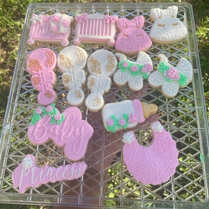 Babyparty/Blumen-Babyparty-Fondant-Zuckerkekse