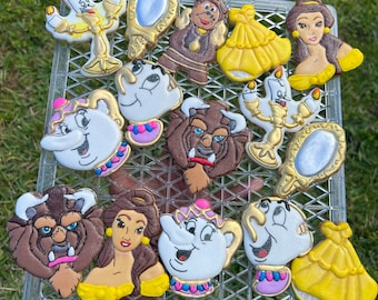 Beauty and the beast/ Princess fondant sugar Cookies