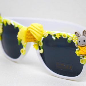 Kawaii Bunny Sunglasses, One-of-a-kind Glasses, Banana Cream Bunny UV Glow