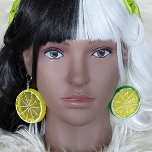 Kawaii Fruit Earrings, Lemon Lime Slice Earrings, Lemon Lime Slice Fruit Earrings, Realistic Fruit Earrings