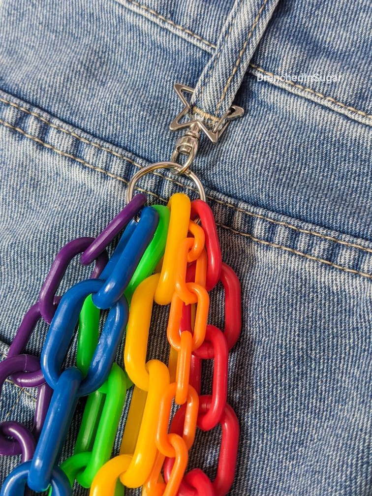 Rainbow Acrylic Wallet Chains Black Jean Rock Punk Keychain Pants