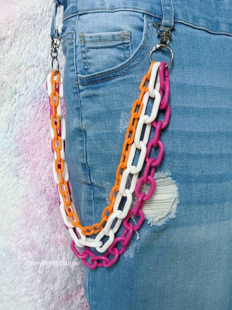 Chains for jeans, Pants chain belt, 5mm 3 layer chain for pants, Punk  hipster rocker retro style belt chain, Side wallet key …