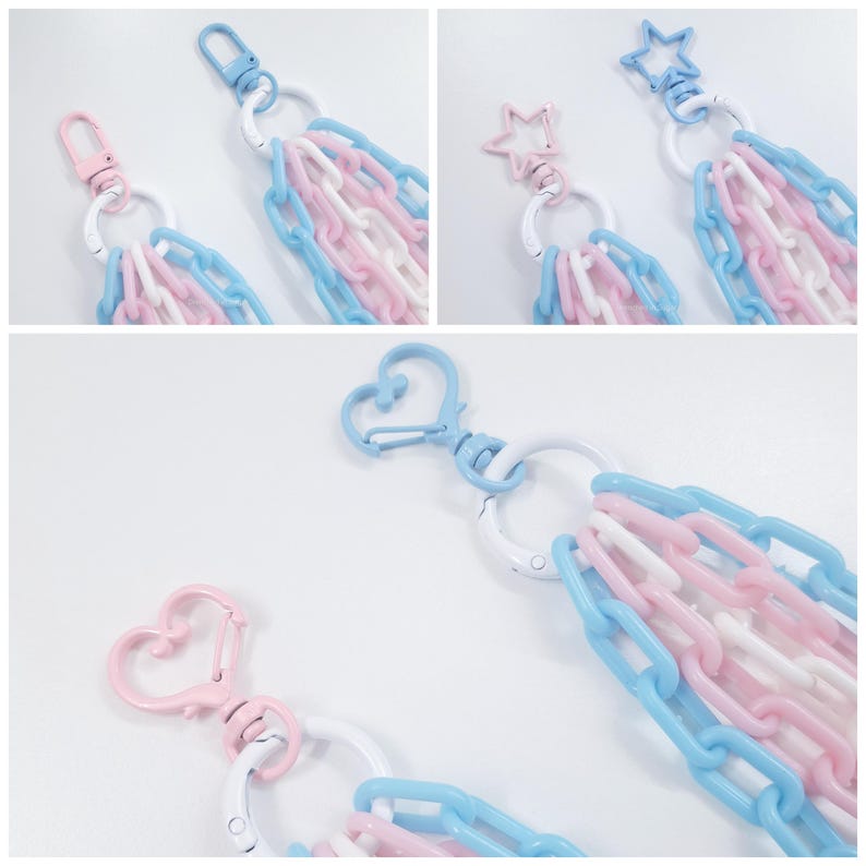 Trans Color Paper Chain Colorful Layered Plastic Clip-on Chains, Kawaii Wallet Chain, Trans ...