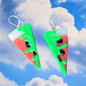 Kawaii Fruit Earrings, Watermelon Slice Earrings, Neon Frosting Fruit Earrings, Cute Candy Drip Earrings