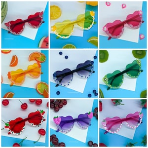 Kawaii Heart Sunglasses, Cute Colorful Glasses, Cute Fruit Glasses, Fruit Heart Shades, Customized Fruit Sunglasses