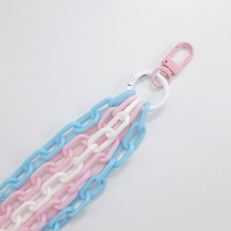 Trans Color Paper Chain Colorful Layered Plastic Clip-on Chains, Kawaii Wallet Chain, Trans ...