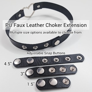 Faux Leather Choker Necklace Extender, Snap Button PU Leather Strap, Adjustable Length Extension