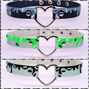 Colorful Sprinkles Choker Necklace, Rainbow Sprinkles Drip Necklace, Heart Choker, Aromantic Agender Collar Choker, Black Gray White Green