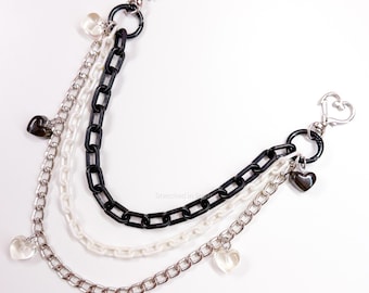 Lovecore Clip-On Kette, Candy Herz Anhänger, Kawaii Hosen Kette, Gothic Tasche Schlüsselanhänger