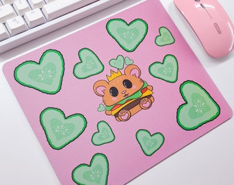 Kawaii Hamburger Hamster Pickles Mousepad, Kawaii Mousepad, Cute Hamburger Heart Pickles Mousepad, Cute Hamster Mousepad