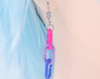 Kawaii bunte Plastikketten-Glieder Ohrringe, Bisexual Pride Flagge Farben