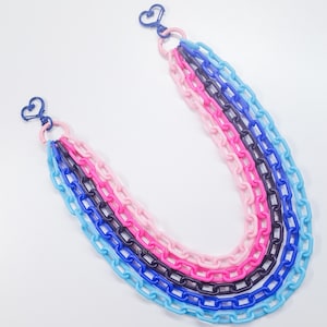 Cadena de clip colorida en capas, linda cadena para billetera, cadenas de plástico con los colores del orgullo arcoíris, cadenas de bolsillo kawaii, colores de la bandera omnisexual