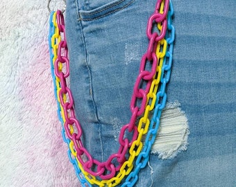 Rainbow Layered Pants Chain, Cute Wallet Chain, Rainbow Pride Color ...