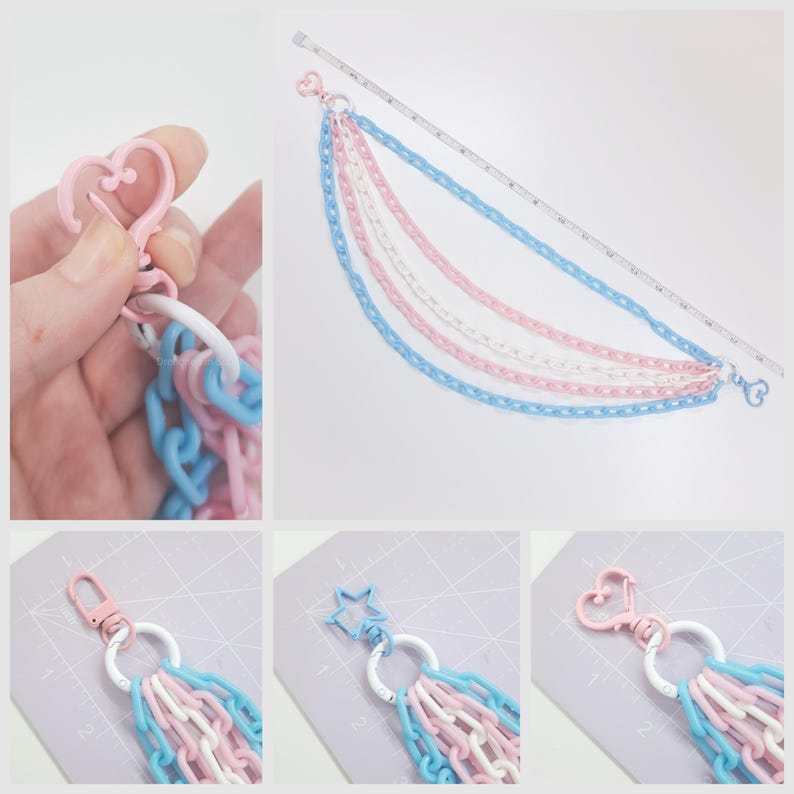 Trans Color Paper Chain Colorful Layered Plastic Clip-on Chains, Kawaii Wallet Chain, Trans ...
