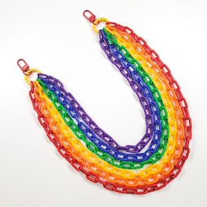 Bunte geschichtete Clip-On Kette, süße Brieftaschen Kette, Regenbogen Pride Farbe Kunststoffketten, Kawaii Taschenketten, LGBTQIA + Pride Flaggen Farben
