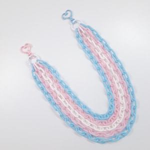 Bunt geschichtete Clip-On Kette, süße Brieftaschen Kette, Regenbogen Pride Farbe Kunststoff Ketten, Kawaii Taschen Ketten, Trans Flaggen Farben