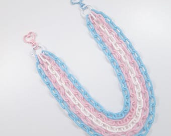 Colorful Layered Plastic Clip-On Chains, Kawaii Wallet Chain, Trans Pride Flag Colors Pants Keychain