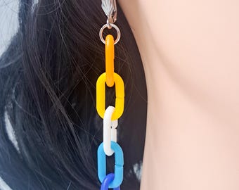 Kawaii Bunte Kunststoff Kettenglieder Ohrringe, Aromantic Asexual AroAce Pride Flaggenfarben