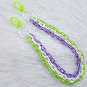 Cadena colorida con clip en capas, bonita cadena para billetera, cadenas de plástico con los colores del orgullo arcoíris, cadenas de bolsillo kawaii, colores de la bandera de género no binario