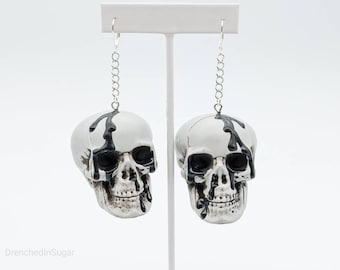 Demon Skull Earrings w/ Black Drip