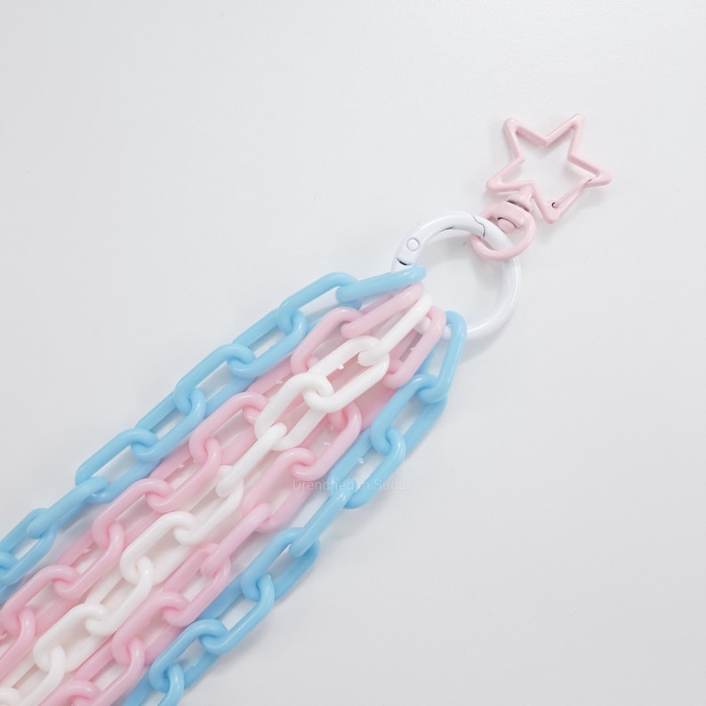 Trans Color Paper Chain Colorful Layered Plastic Clip-on Chains, Kawaii Wallet Chain, Trans ...