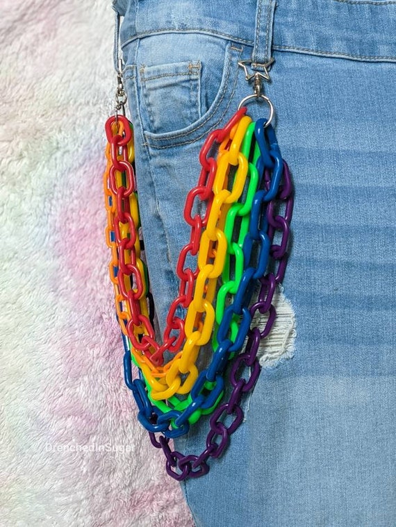 Metal Keychain Pants Belt, Key Chain Pants Rainbow