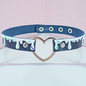 Colourful Sprinkles Choker Necklace, Rainbow Sprinkles Drip Necklace, Pride Heart Necklace, Gay Pride Collar Choker, Greens blues and white