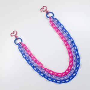 Corrente colorida em camadas, corrente de carteira fofa, correntes de plástico coloridas com orgulho do arco-íris, correntes de bolso kawaii, cores de bandeira bissexual