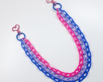 Colorful Plastic Layered Clip-On Chains, Kawaii Wallet Chain, Bisexual Pride Flag Colors Pants Keychain