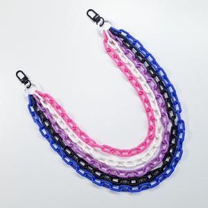 Bunt mehrreihige Clip-On Kette, Niedliche Brieftaschen Kette, Regenbogen Pride Farbe Kunststoff Ketten, Kawaii Taschen Ketten, Gender Fluid Flaggen Farben