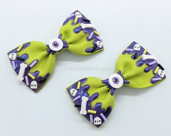 Kawaii Goth Bows, Graveyard Monster Zombie Bones Candy Sprinkle Drip Hair Bows