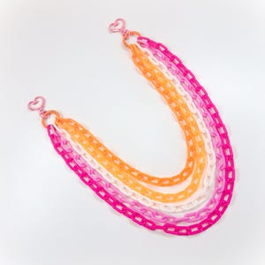 Cadena colorida con clip en capas, bonita cadena para billetera, cadenas de plástico con los colores del orgullo arcoíris, cadenas de bolsillo kawaii, colores de la bandera lésbica