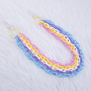 Cadena de clip en capas de colores, cadena de billetera linda, cadenas de plástico de color orgullo arcoíris, cadenas de bolsillo Kawaii, colores de bandera de Bigender