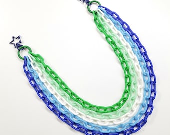 Colorful Layered Plastic Clip-On Chains, Gay MLM Pride Flag Colors Pants Keychain, Wallet Chain