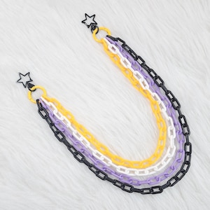Corrente colorida em camadas, corrente de carteira fofa, correntes de plástico coloridas com orgulho do arco-íris, correntes de bolso kawaii, cores de bandeiras não binárias