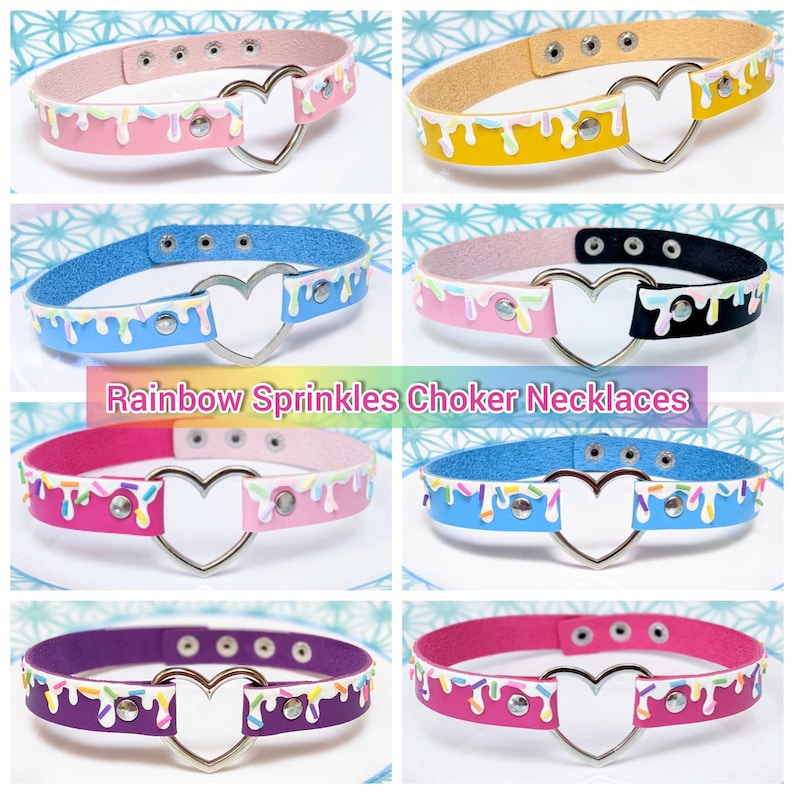 Pastel Goth Rainbow Sprinkles Choker Kawaii Decoden Drip Etsy