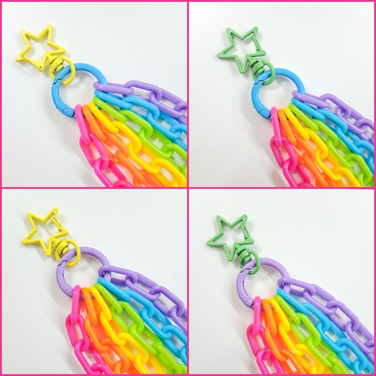 Kawaii Neon Rainbow Plastic Layered Clip-on Chain, Colorful Wallet ...