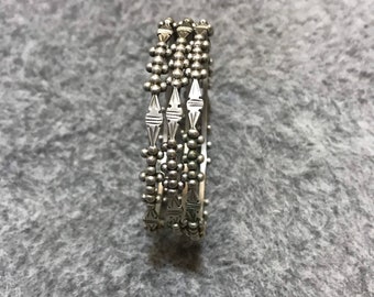 Set von 3 antike Berber Silber Armbänder aus Marokko, granulierte Sahara Armbänder, marokkanischen Schmuck