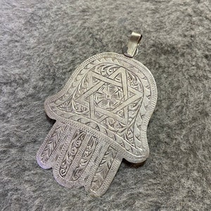 Morocco- Old Berber Silver Khamsa Pendant, Berber Hamsa, Hand Of Fatima, Berber Amulet, Gift For Her, Moroccan Jewelry
