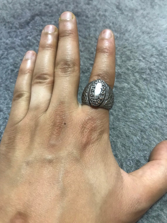 Antique Solid Large Silver Ring From Morocco,Berb… - image 6