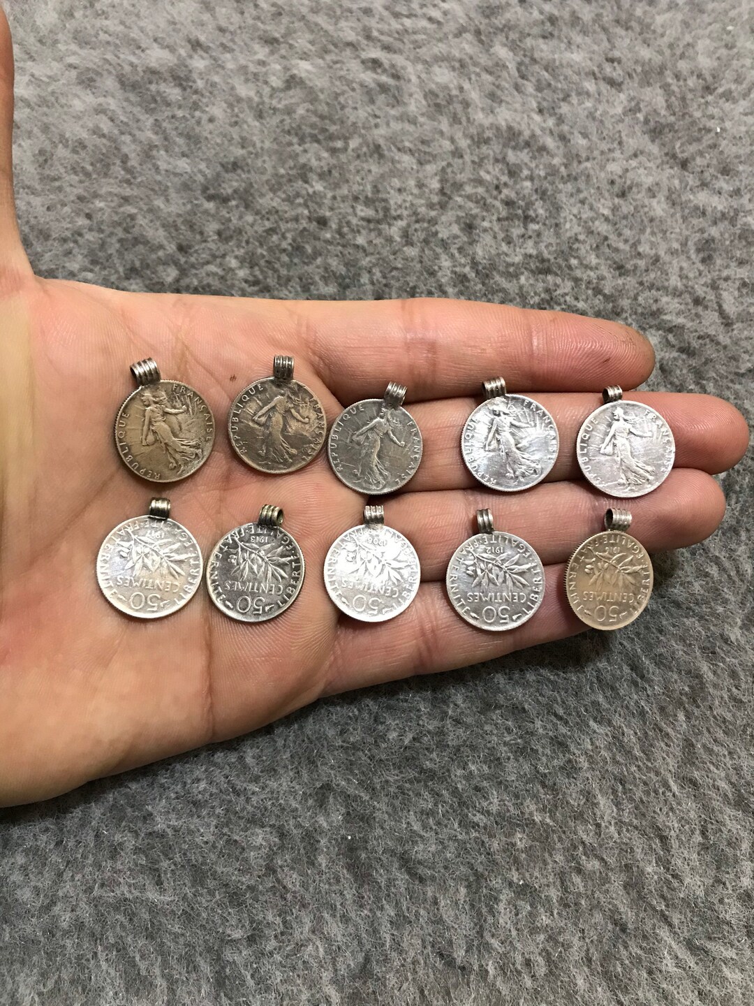 Set of 10 Antique/old Small Silver Coins From Franceold Small Etsy UK