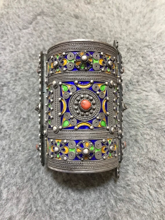 Buy Old Kabyle Bracelet, Silver, Enamel & Coral, Beni Yenni, Kabylie  Jewelry, Berber Jewellery, Vintage Ethnic Jewellery, BRA-217 Online in  India - Etsy